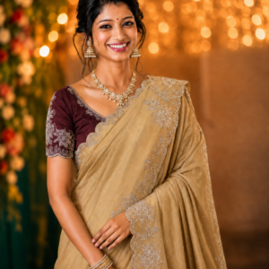 Elegant Saree with Contrast Blouse